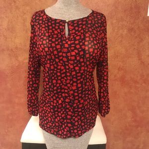 The Limited- sheer red and blue blouse